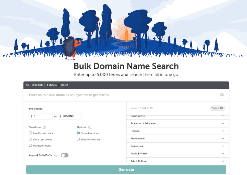 Namecheap bulk domain search tool