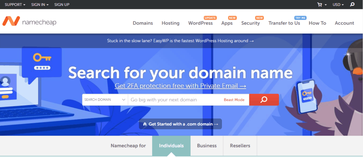 Namecheap is one of the largest domain name registrars